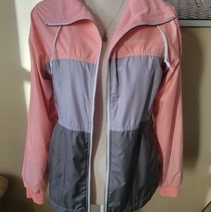 Columbia Pink & Grey Color Block Jacket Size Small